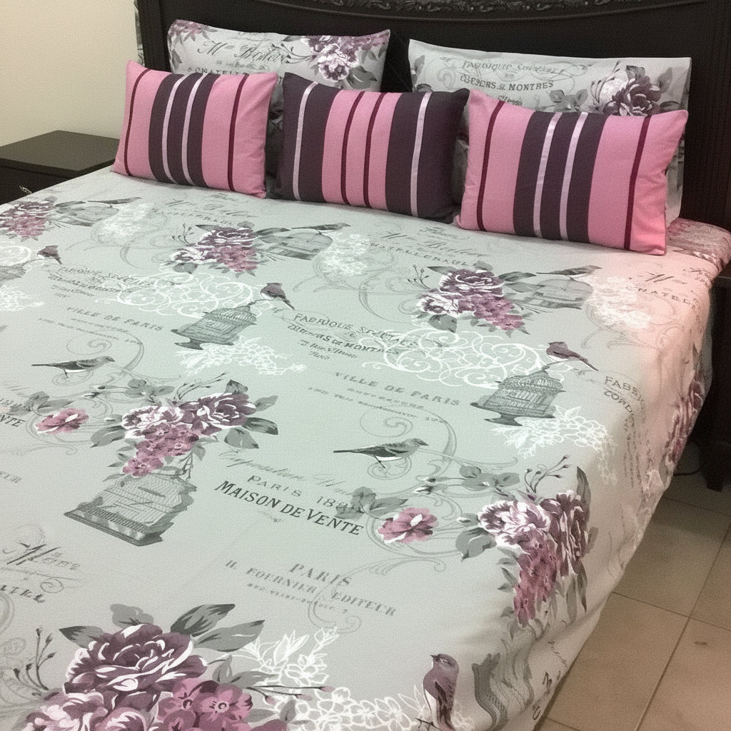 6-Pcs Designer Printed Bed Sheet Set (King)