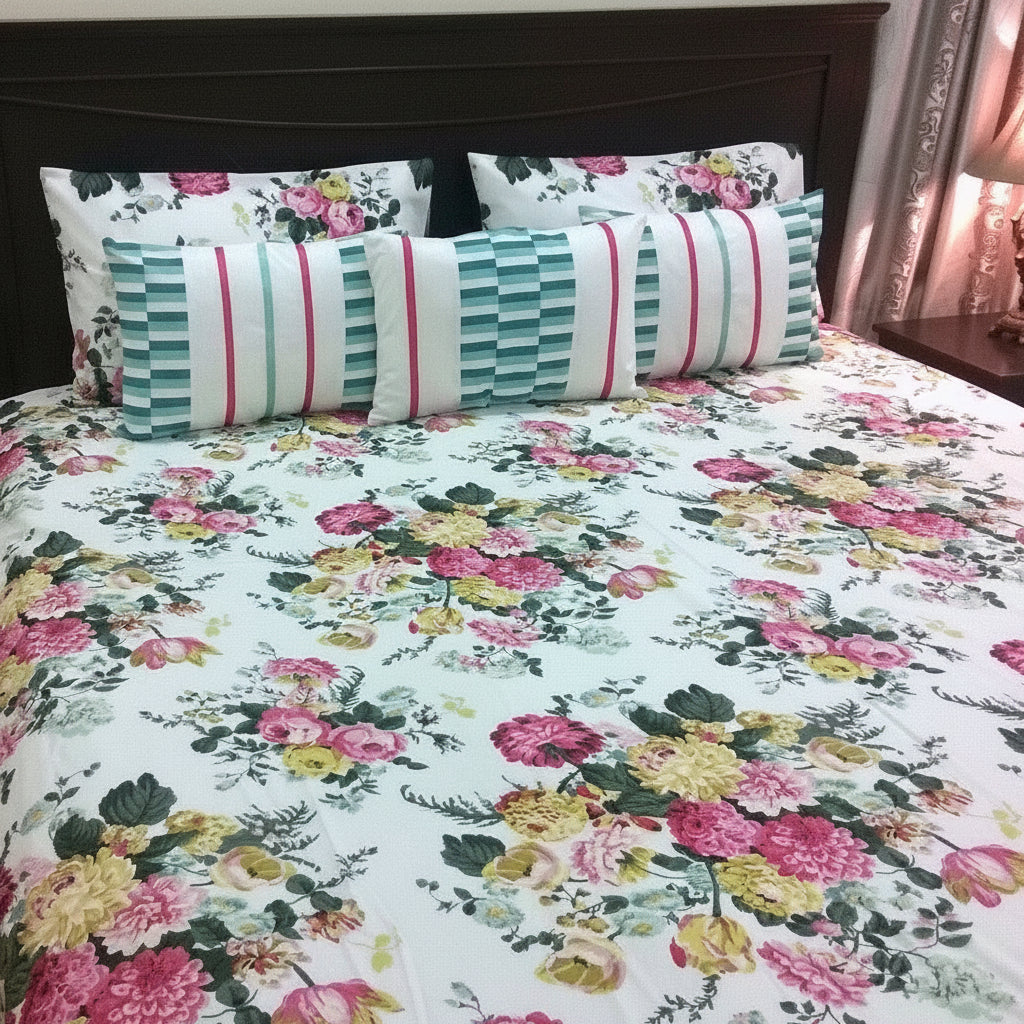6-Pcs Designer Printed Bed Sheet Set (King)