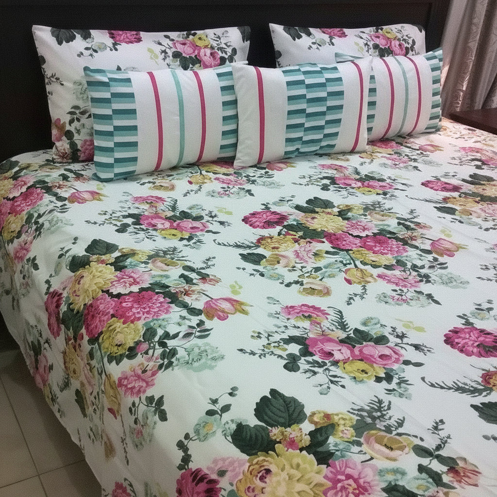 6-Pcs Designer Printed Bed Sheet Set (King)