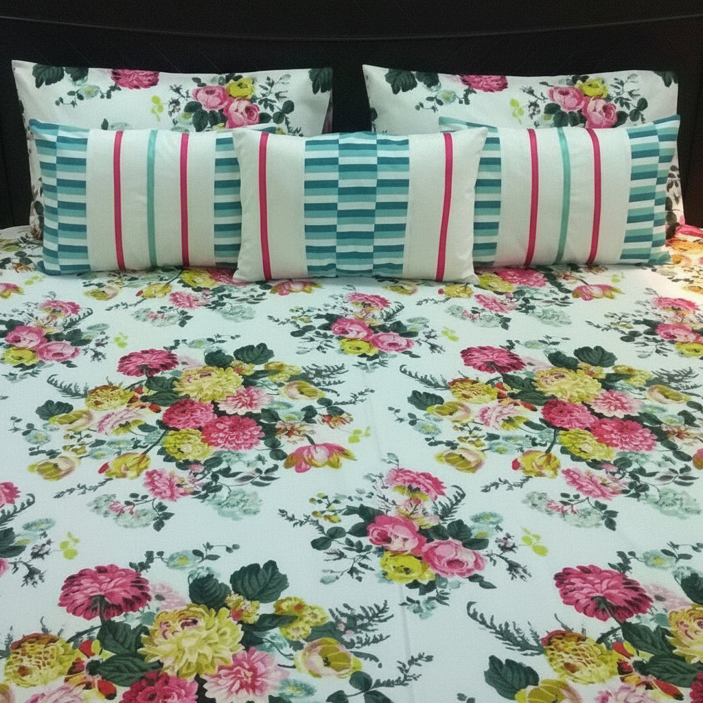 6-Pcs Designer Printed Bed Sheet Set (King)