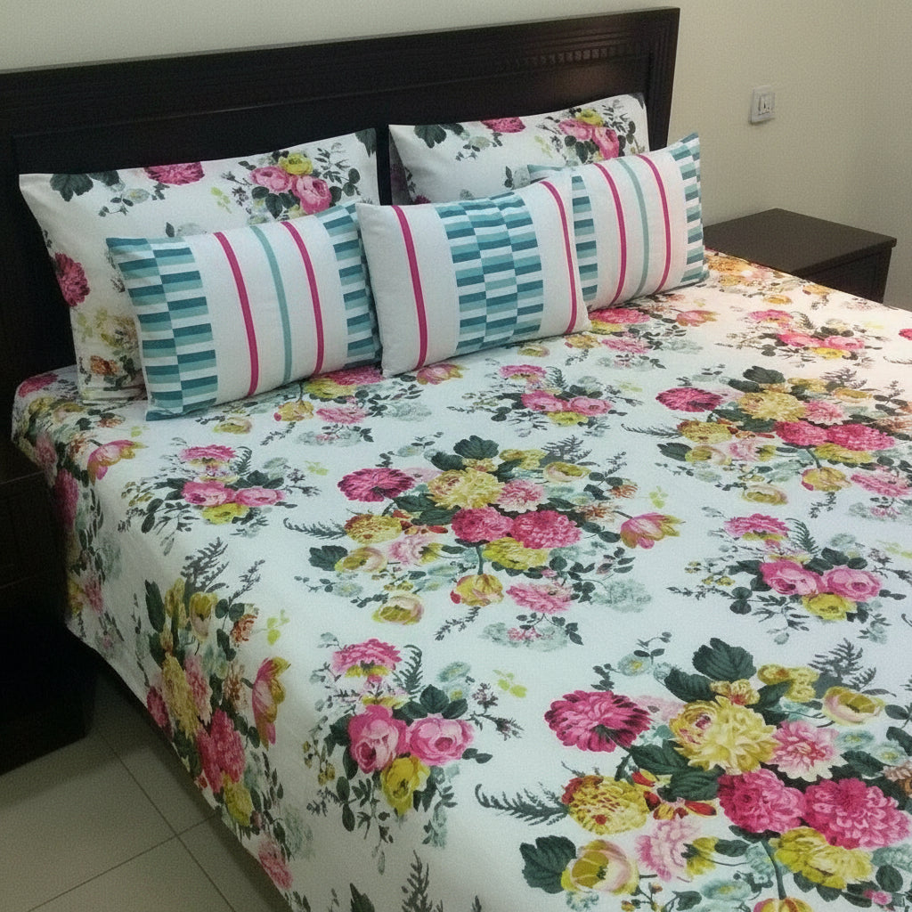 6-Pcs Designer Printed Bed Sheet Set (King)