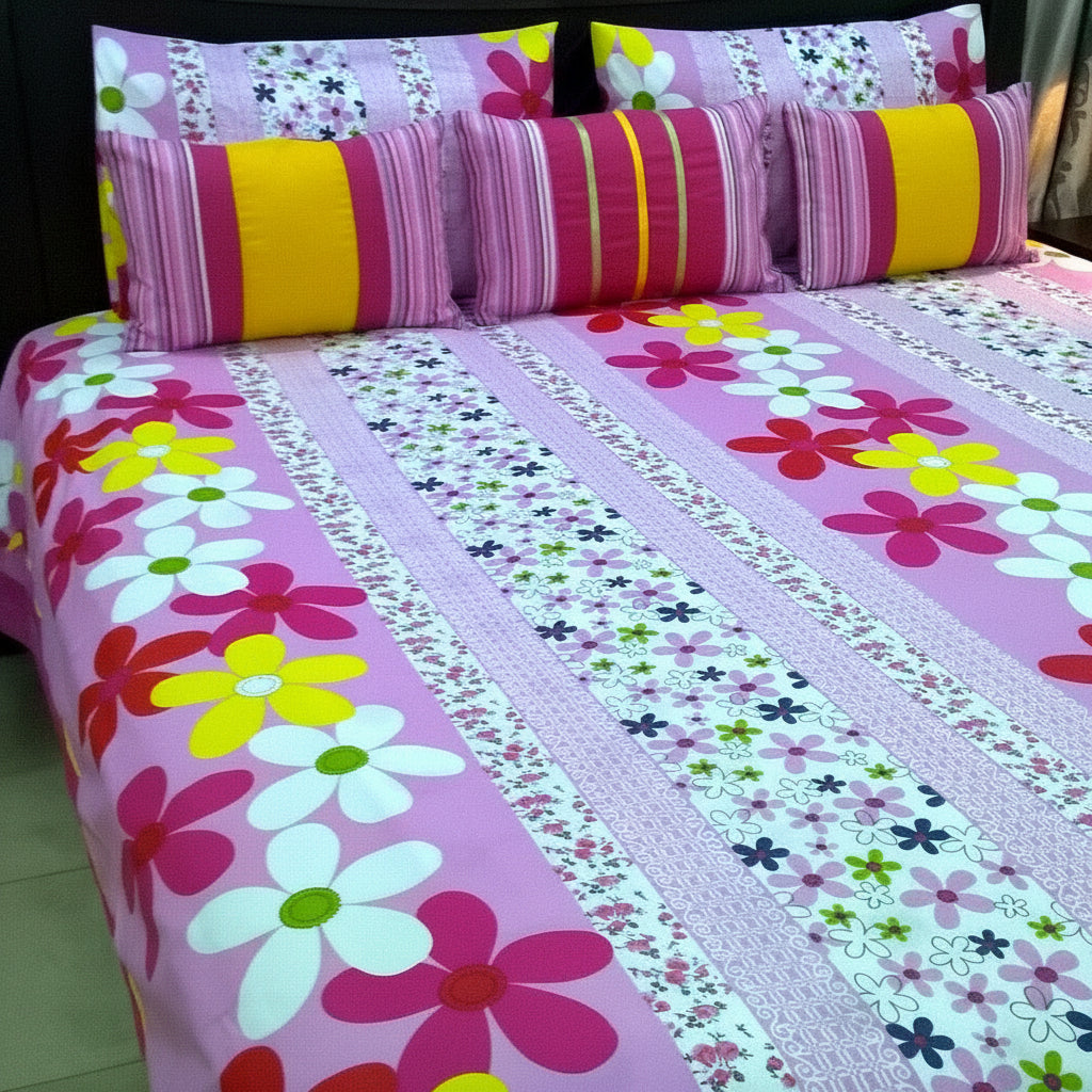 6-Pcs Designer Printed Bed Sheet Set (King)