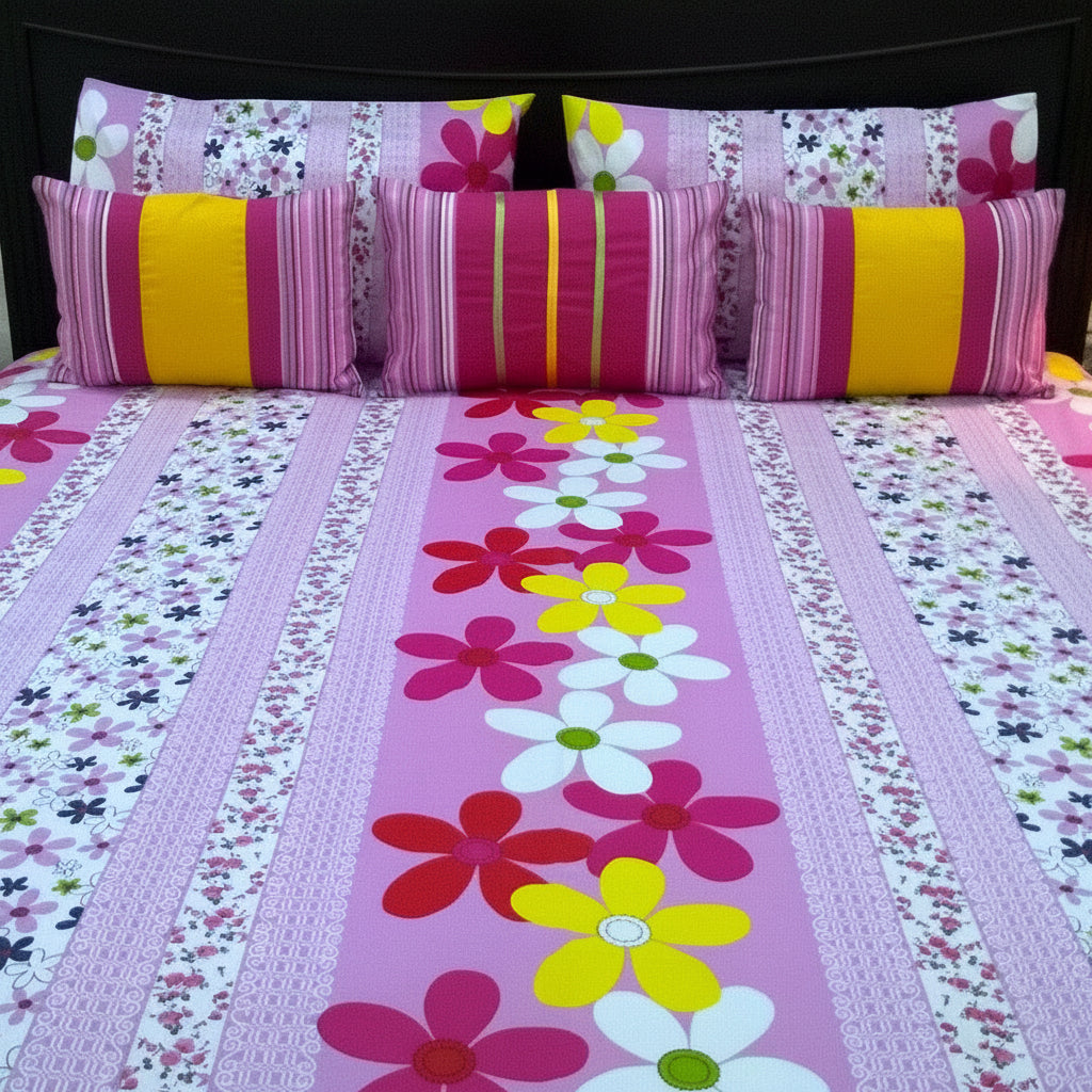 6-Pcs Designer Printed Bed Sheet Set (King)