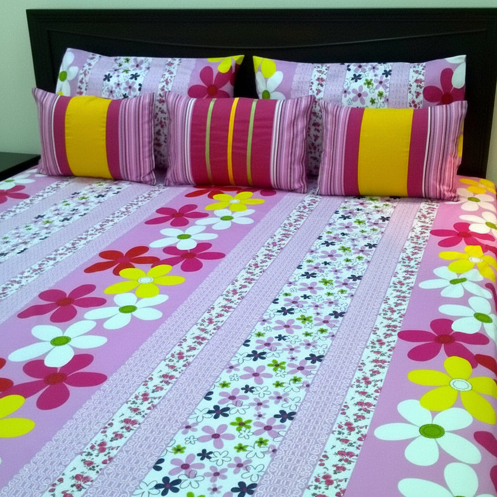 6-Pcs Designer Printed Bed Sheet Set (King)