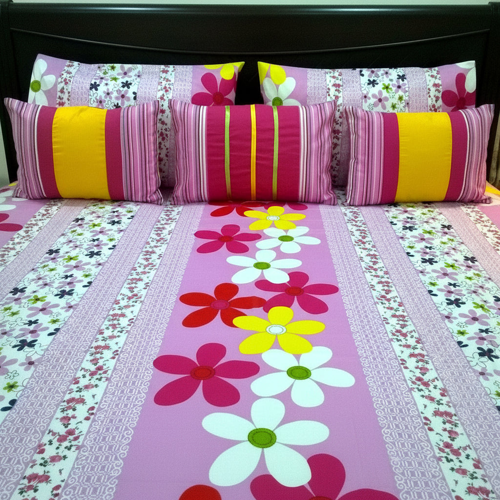 6-Pcs Designer Printed Bed Sheet Set (King)