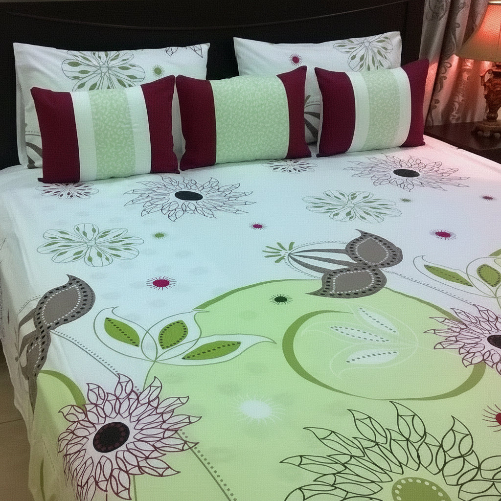 6-Pcs Designer Printed Bed Sheet Set (King)