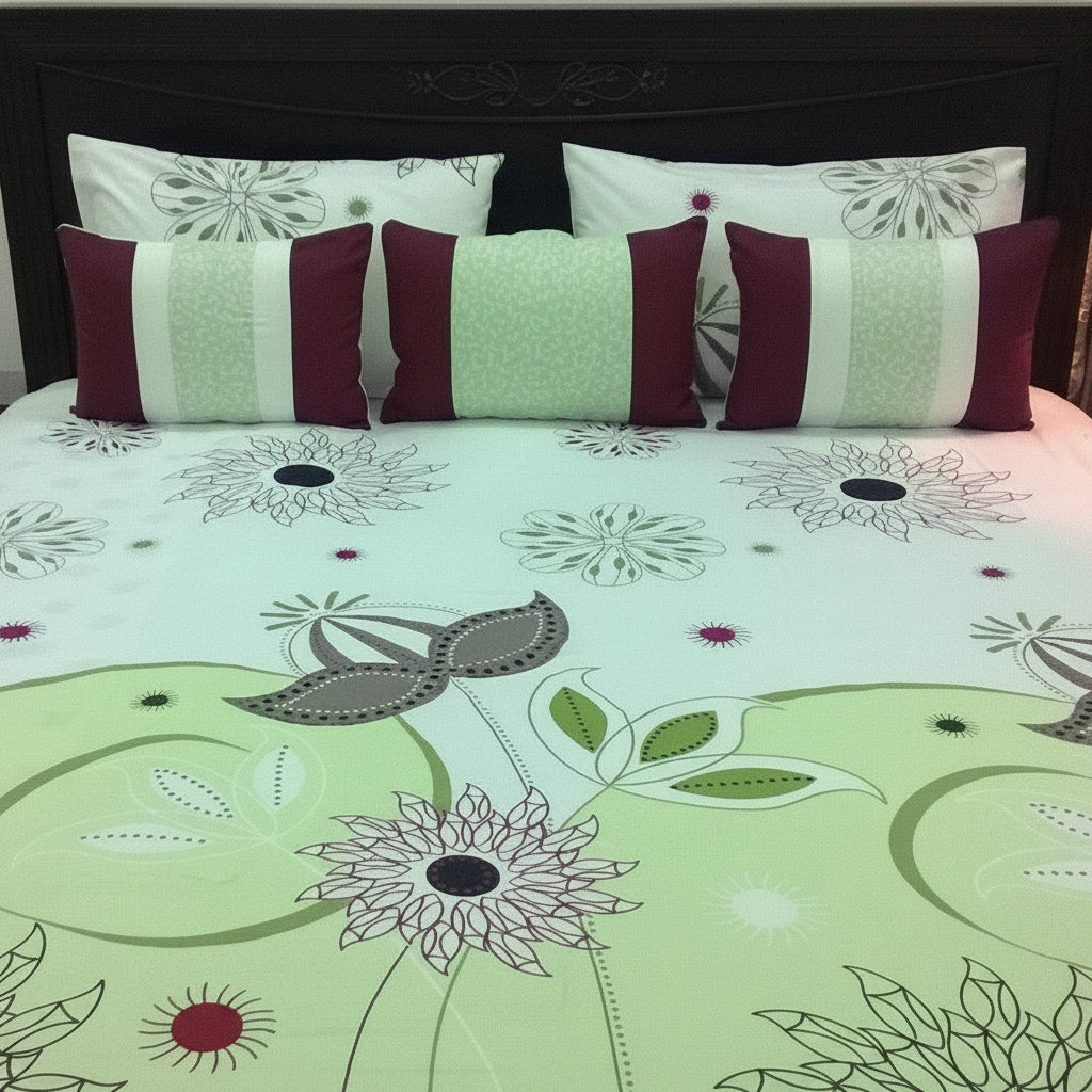 6-Pcs Designer Printed Bed Sheet Set (King)