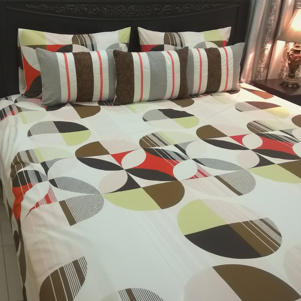 6-Pcs Designer Printed Bed Sheet Set (King)