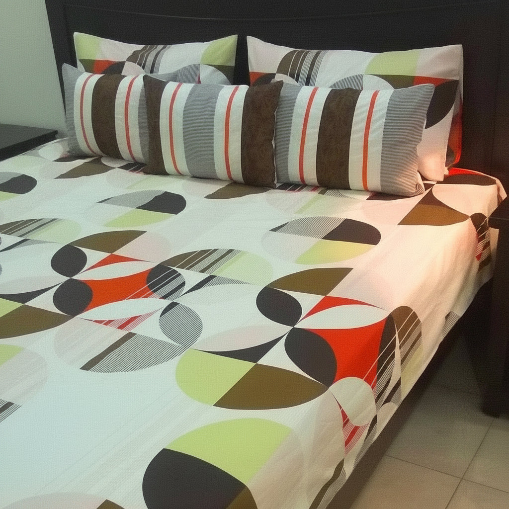 6-Pcs Designer Printed Bed Sheet Set (King)
