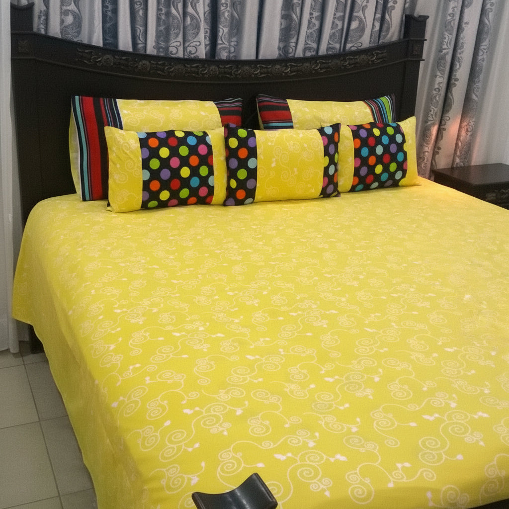6-Pcs Designer Printed Bed Sheet Set (King)