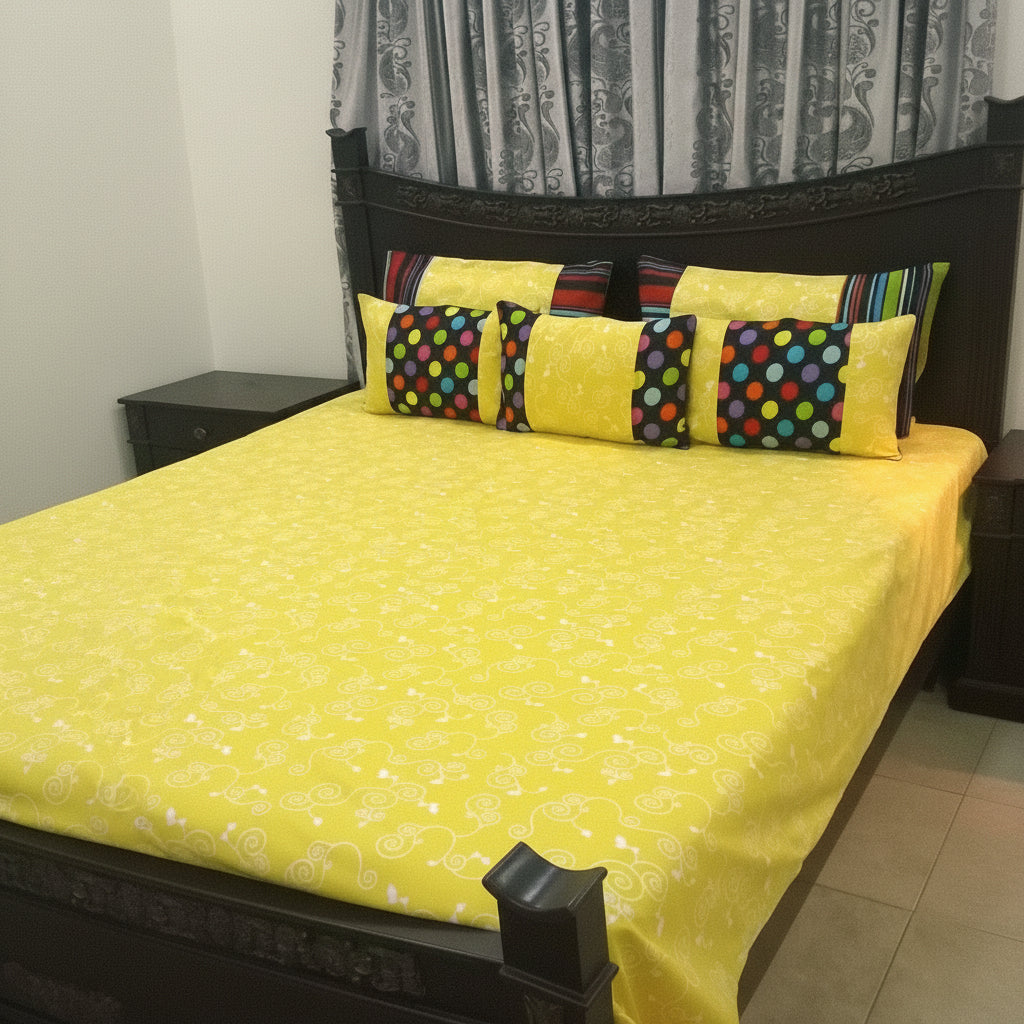 6-Pcs Designer Printed Bed Sheet Set (King)