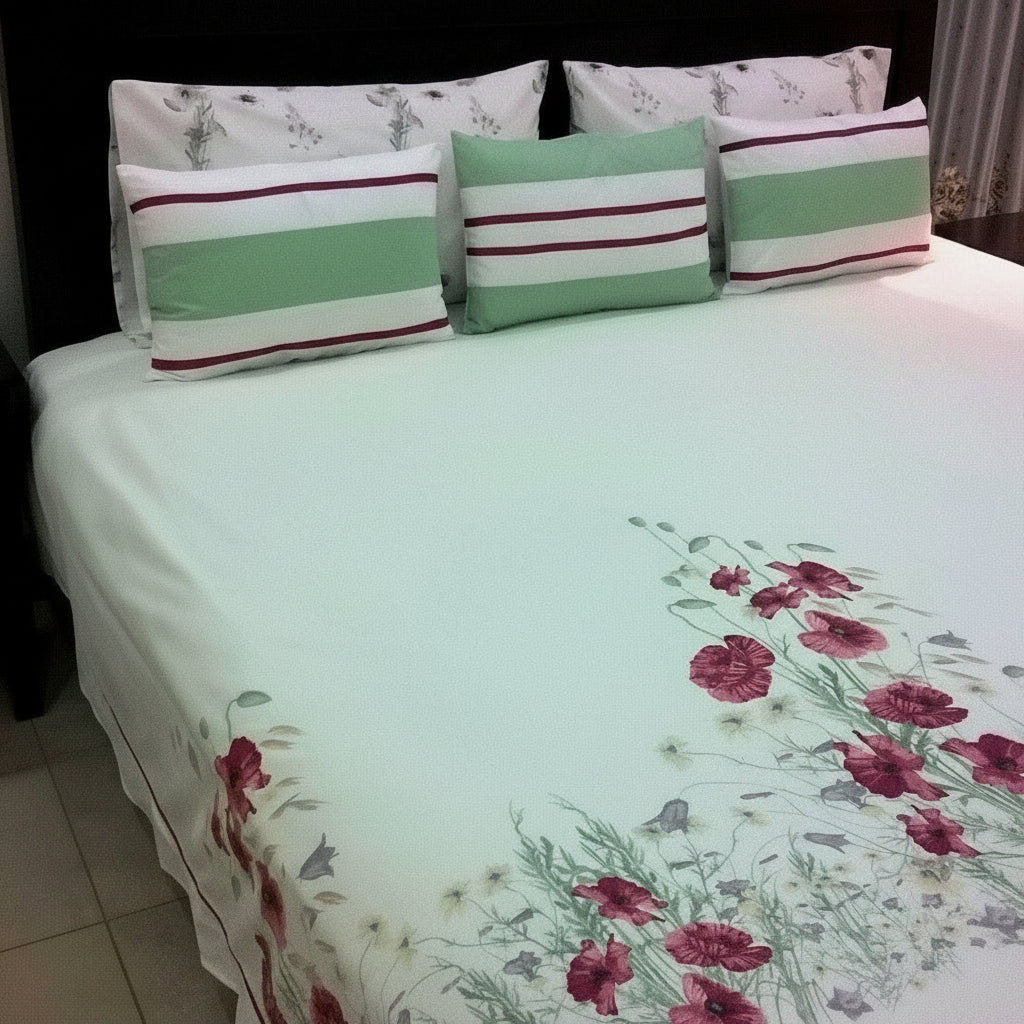 6-Pcs Designer Printed Bed Sheet Set (King)