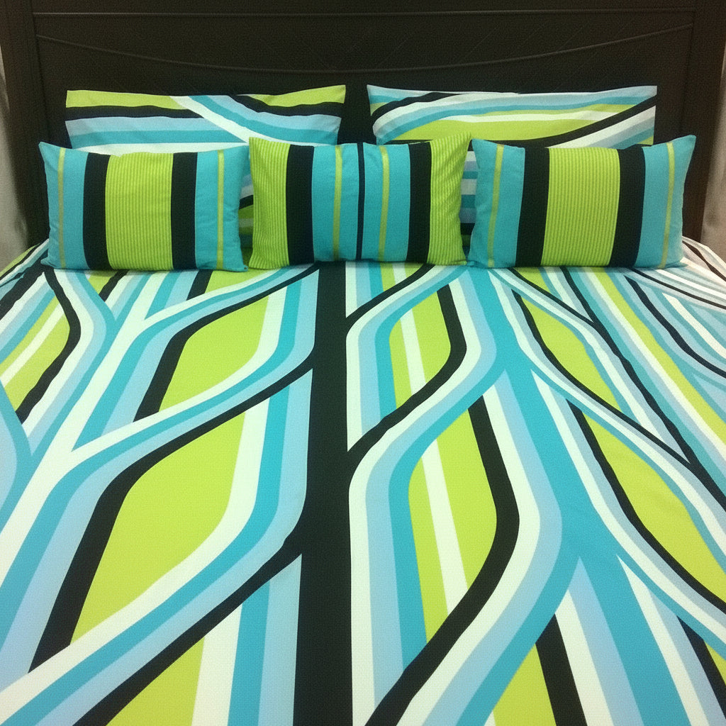 6-Pcs Designer Printed Bed Sheet Set (King)