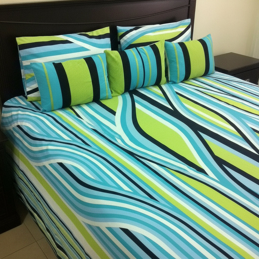 6-Pcs Designer Printed Bed Sheet Set (King)