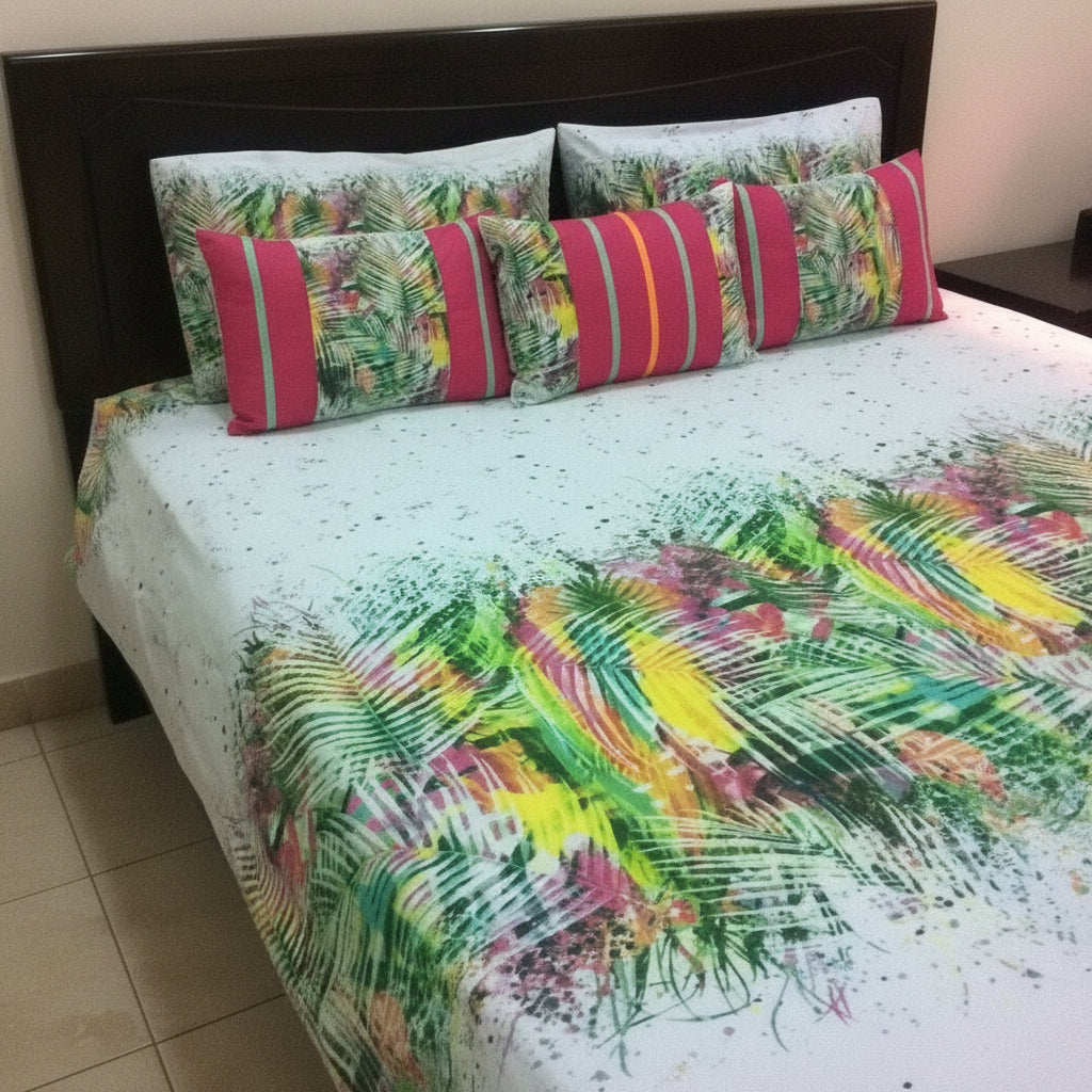 6-Pcs Designer Printed Bed Sheet Set (King)
