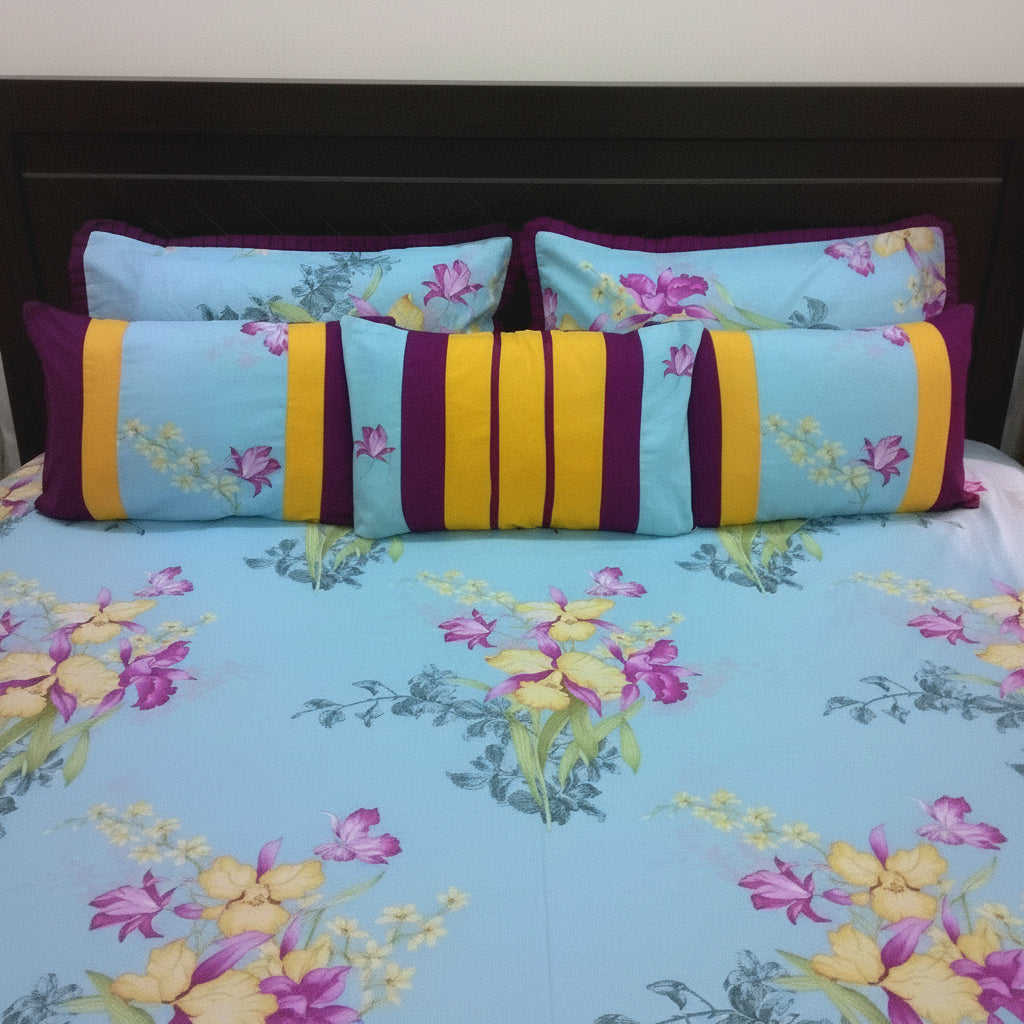 6-Pcs Designer Printed Bed Sheet Set (King)