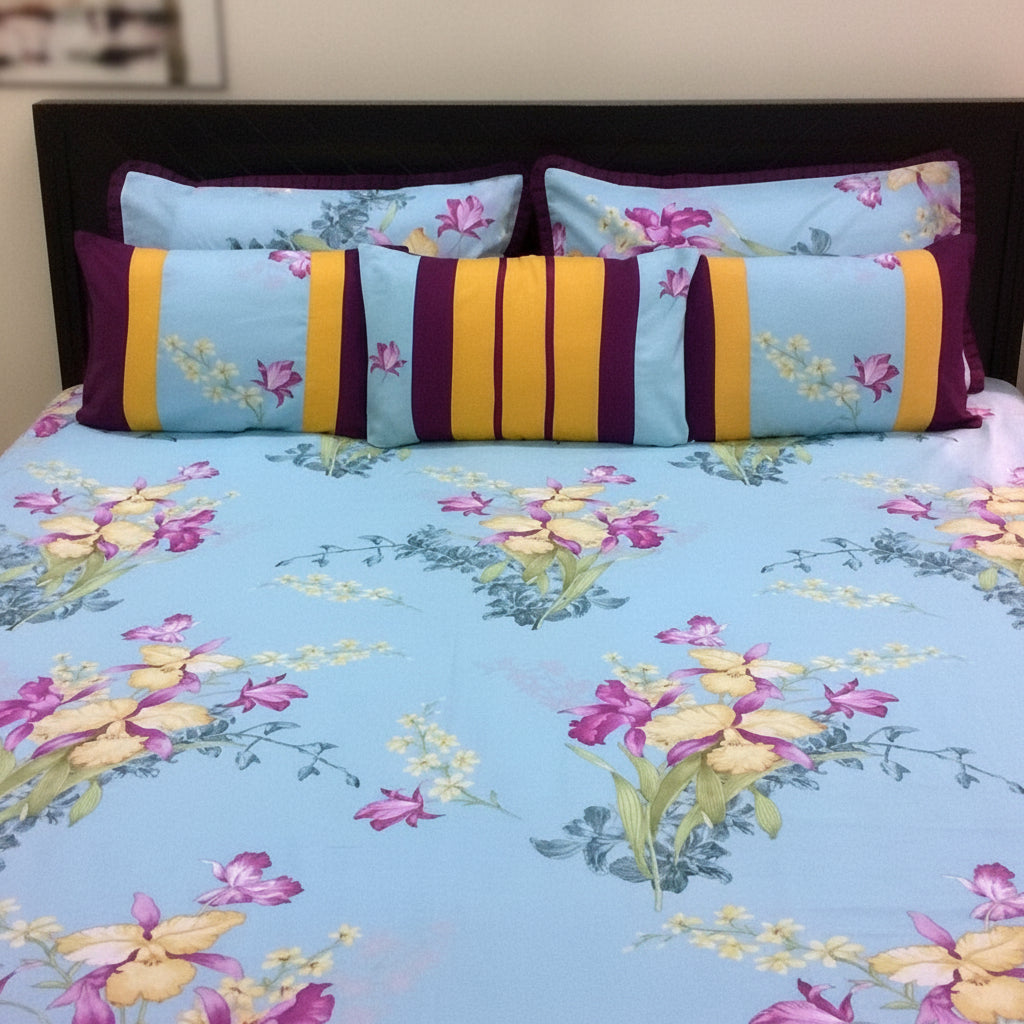6-Pcs Designer Printed Bed Sheet Set (King)
