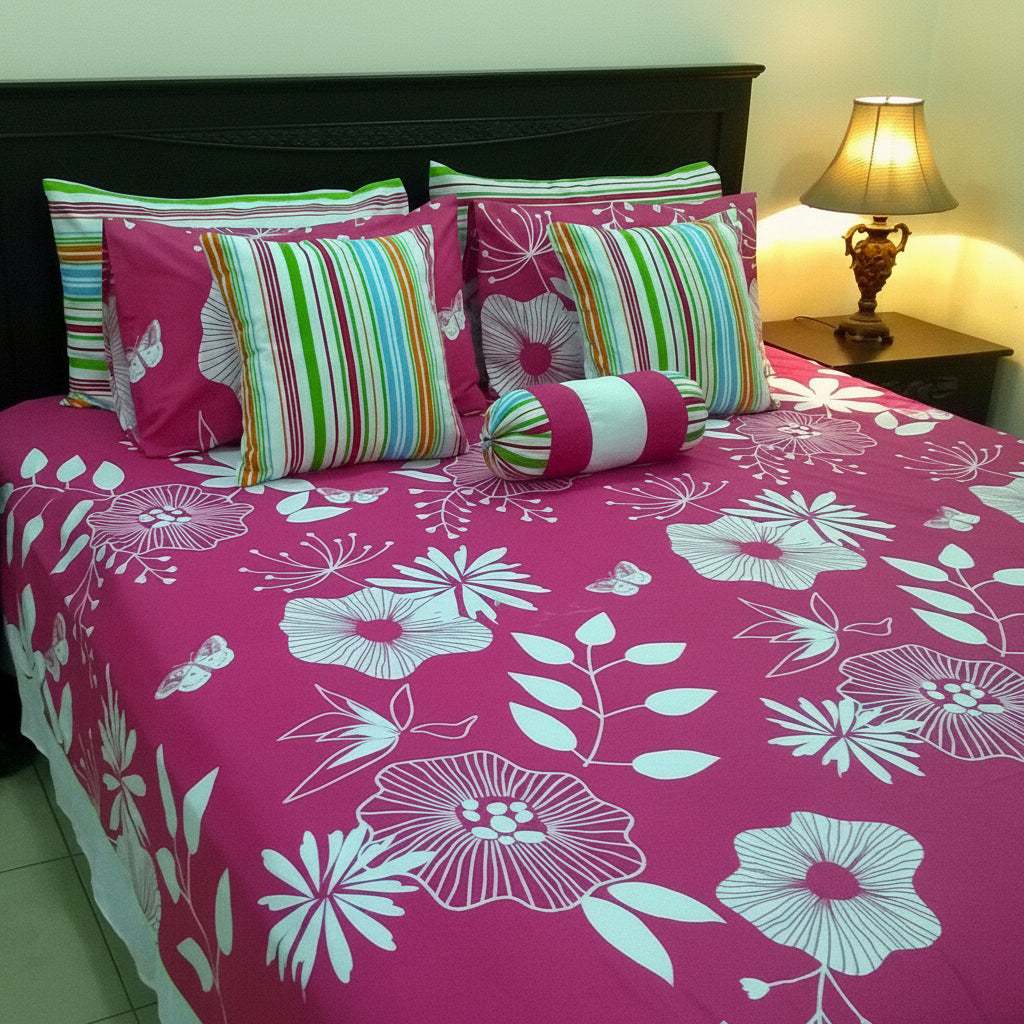 8-Pcs Designer Printed Bed Sheet Set (King)