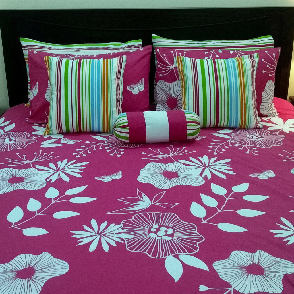 8-Pcs Designer Printed Bed Sheet Set (King)