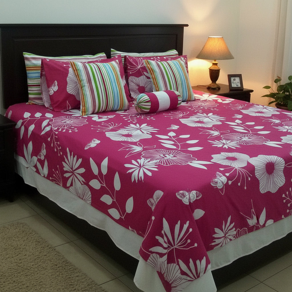 8-Pcs Designer Printed Bed Sheet Set (King)