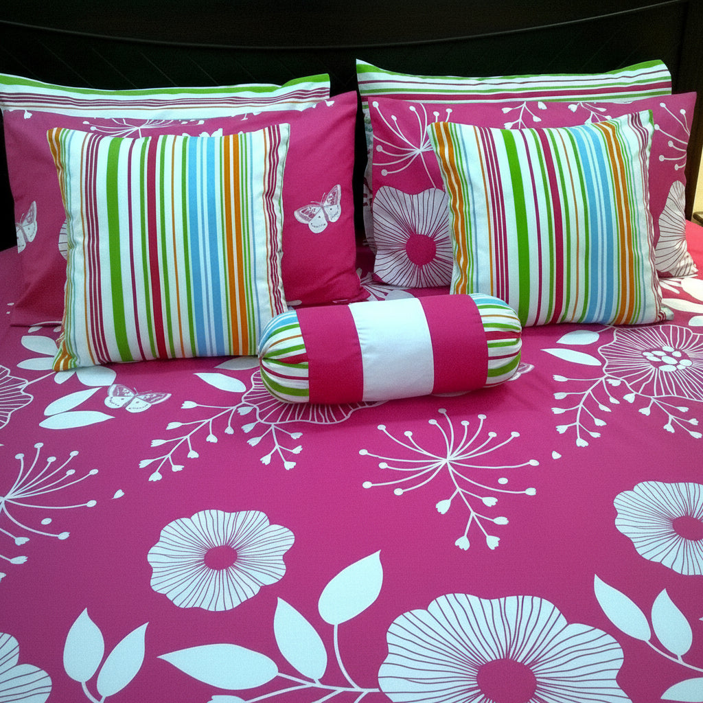 8-Pcs Designer Printed Bed Sheet Set (King)