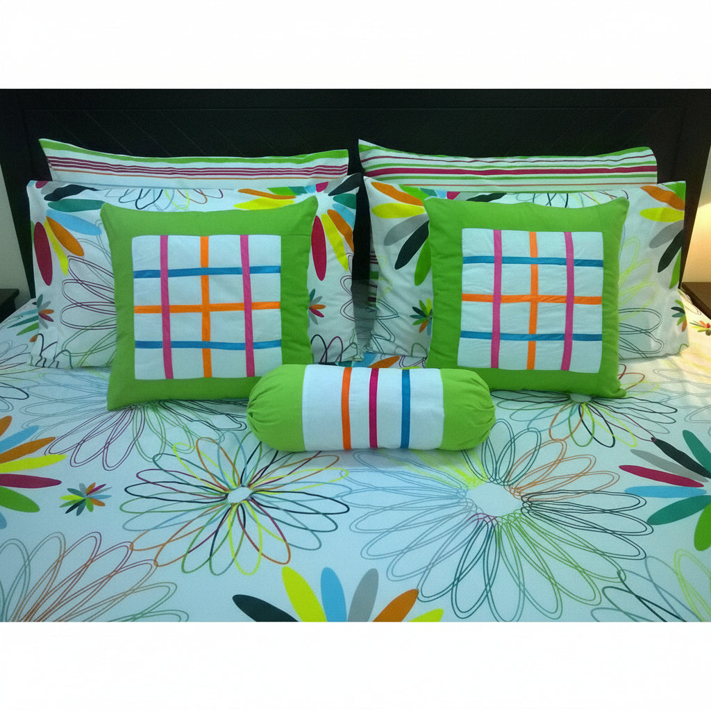 8-Pcs Designer Printed Bed Sheet Set (King)