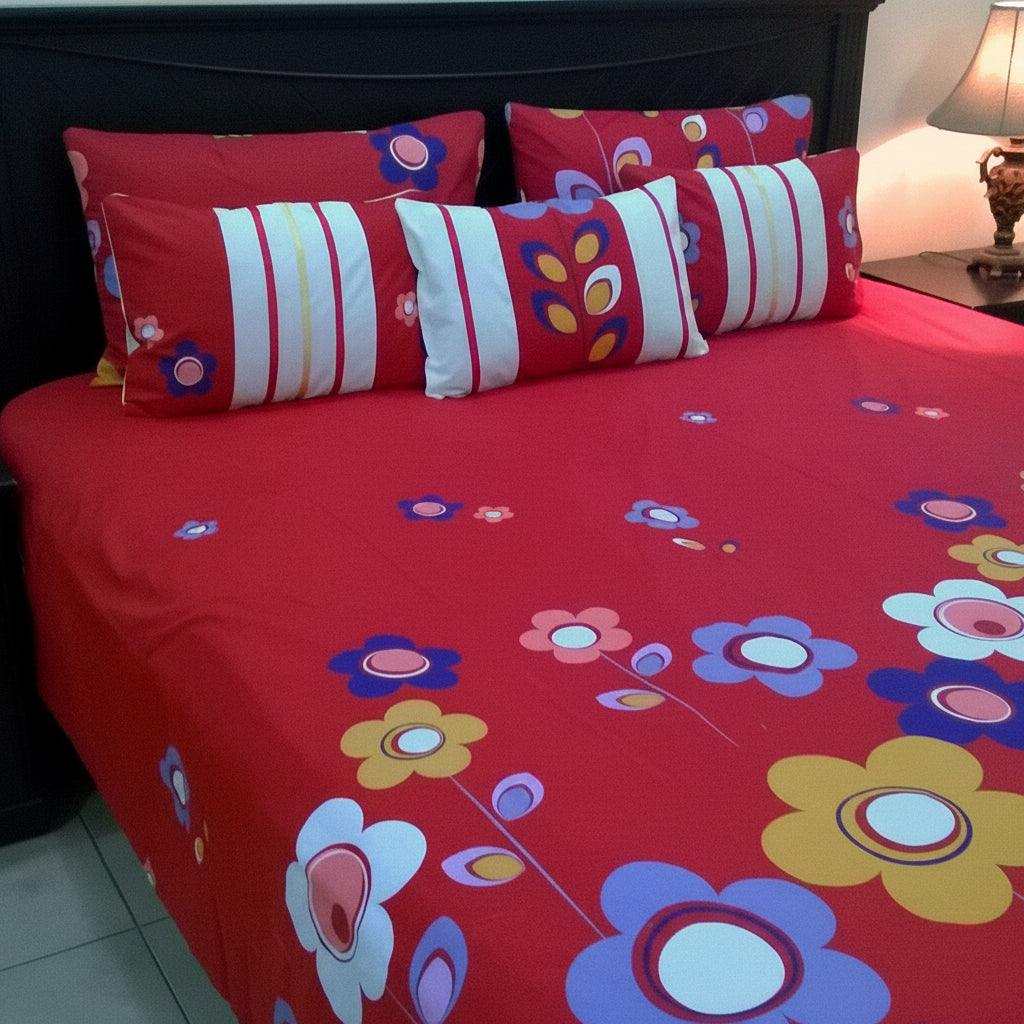 6-Pcs Designer Printed Bed Sheet Set (King)