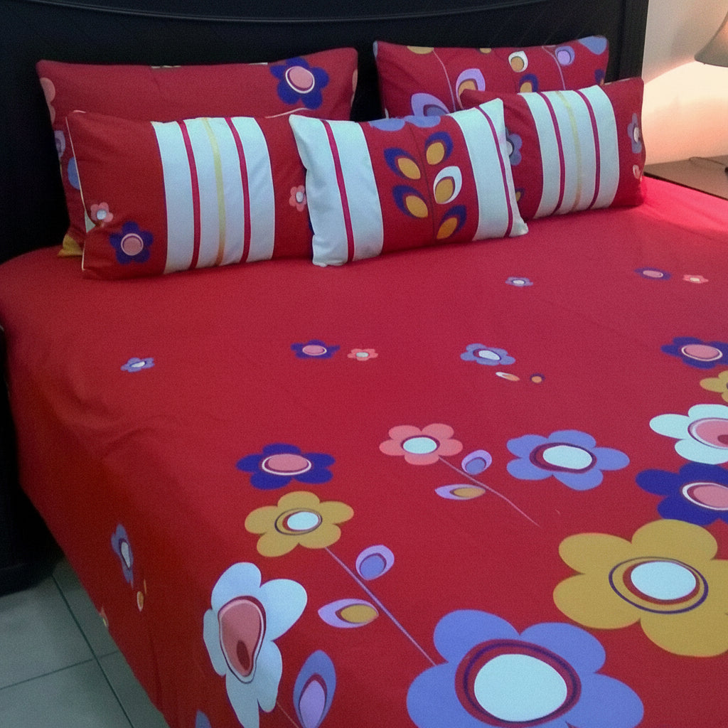 6-Pcs Designer Printed Bed Sheet Set (King)