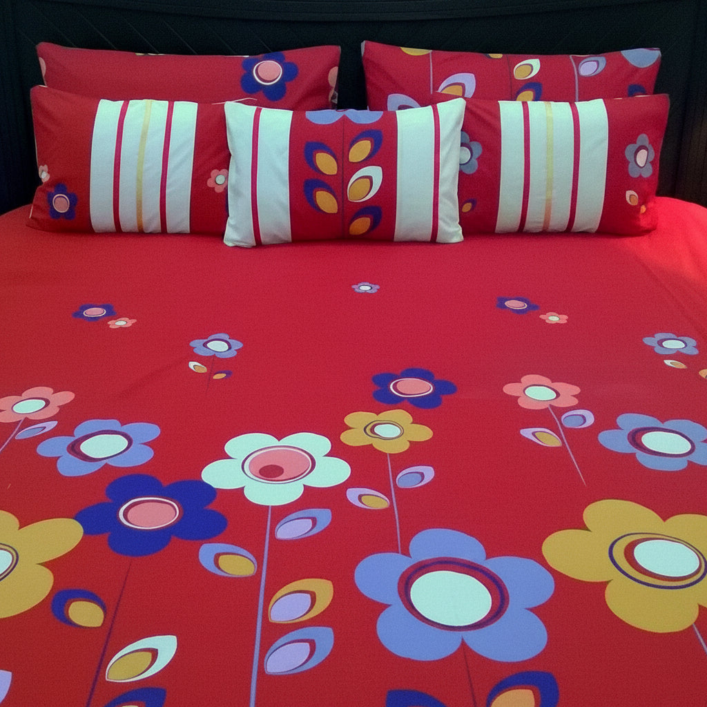 6-Pcs Designer Printed Bed Sheet Set (King)