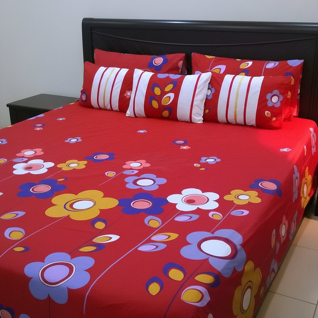 6-Pcs Designer Printed Bed Sheet Set (King)