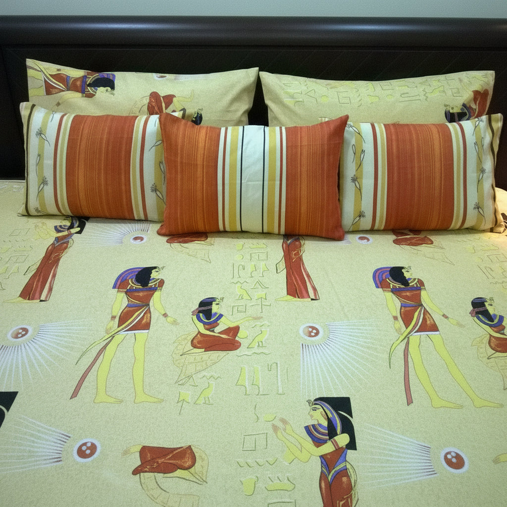 6-Pcs Designer Printed Bed Sheet Set (King)