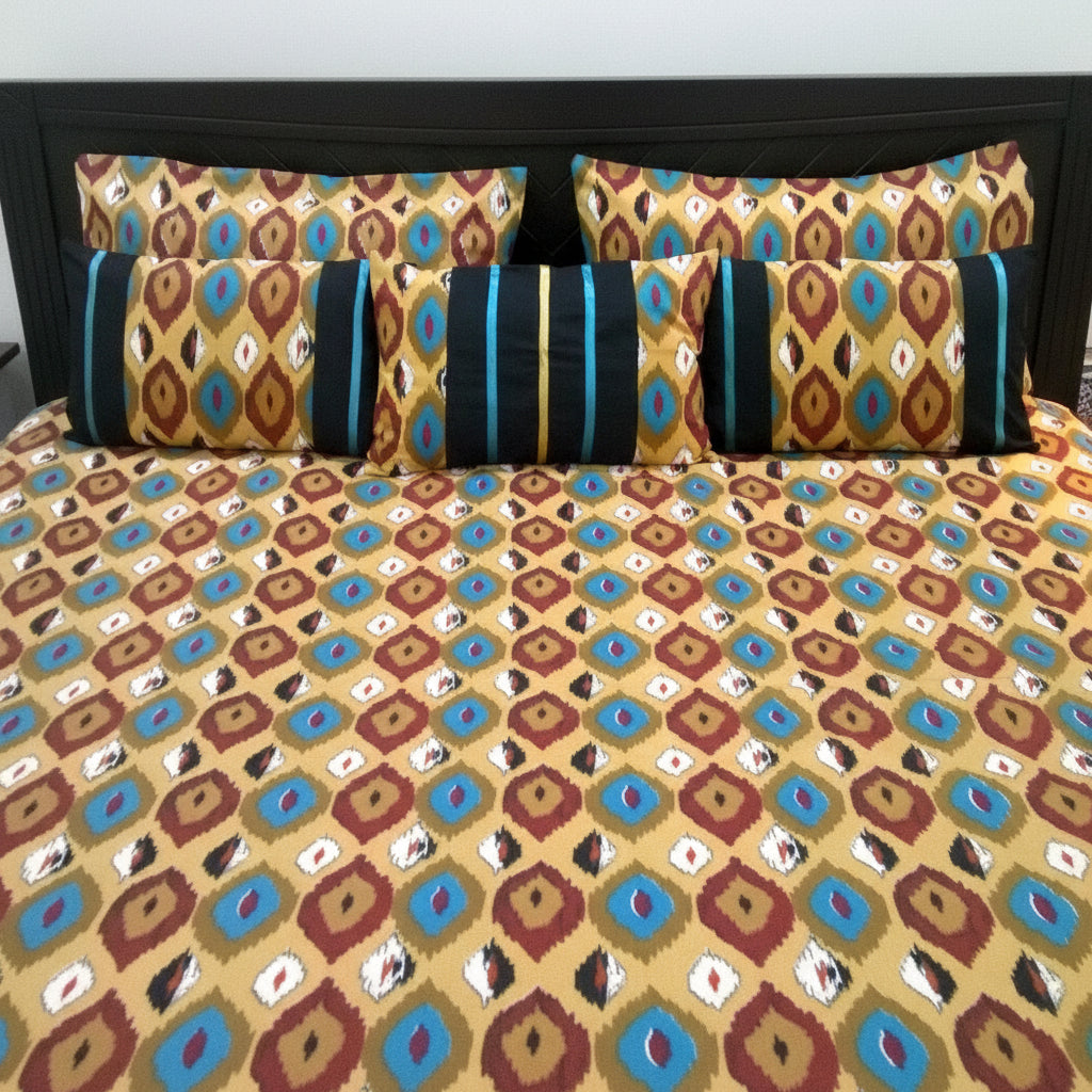 6-Pcs Designer Printed Bed Sheet Set (King)