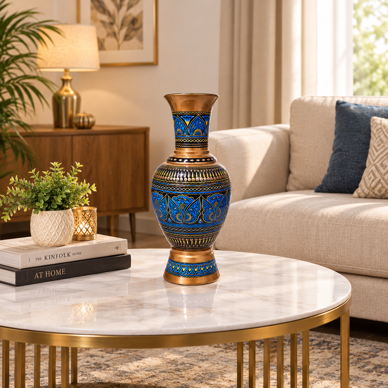 Hand Made Wooden Painted / Naqshi decorative Vase (without Flowers)