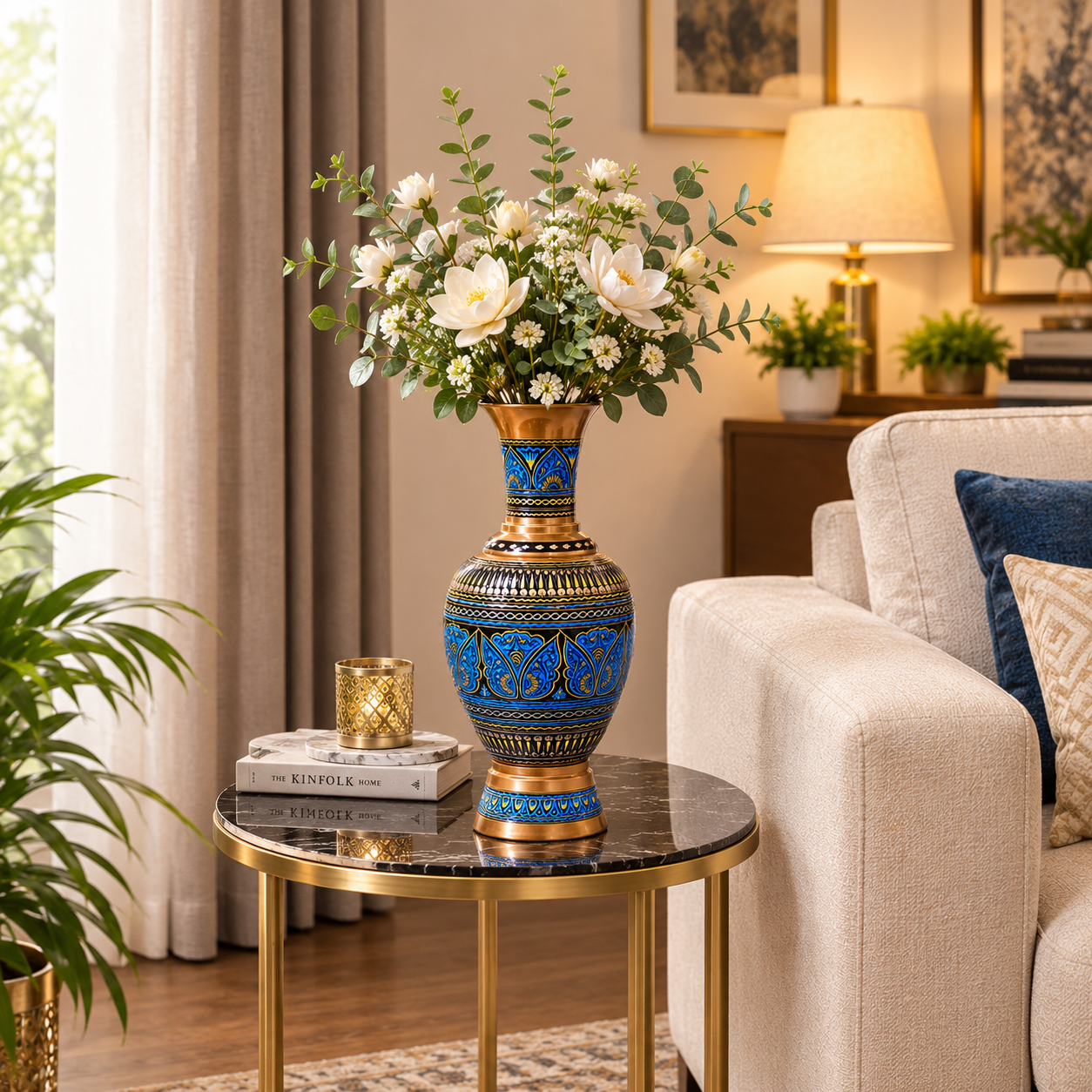 Hand Made Wooden Painted / Naqshi decorative Vase (without Flowers)