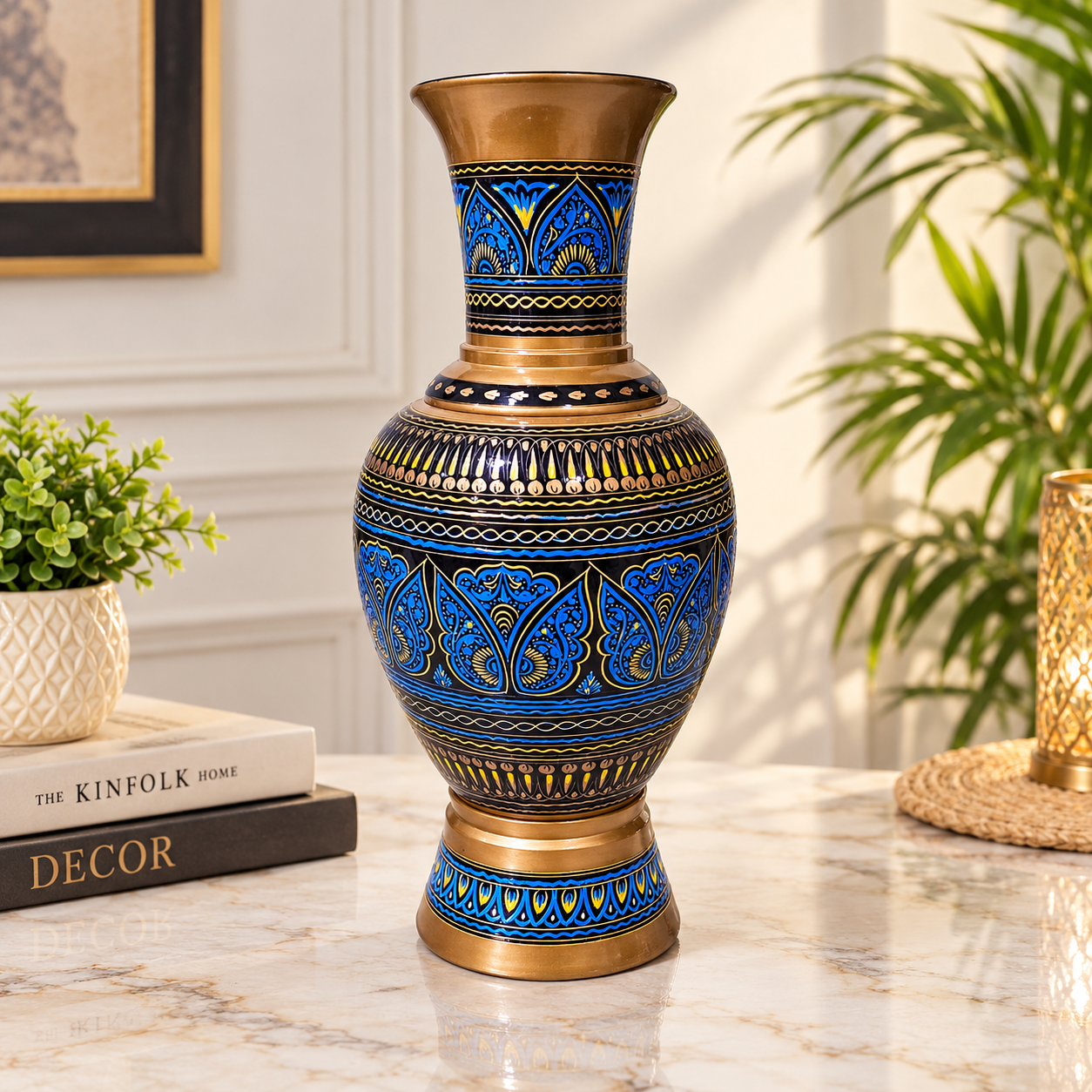 Hand Made Wooden Painted / Naqshi decorative Vase (without Flowers)