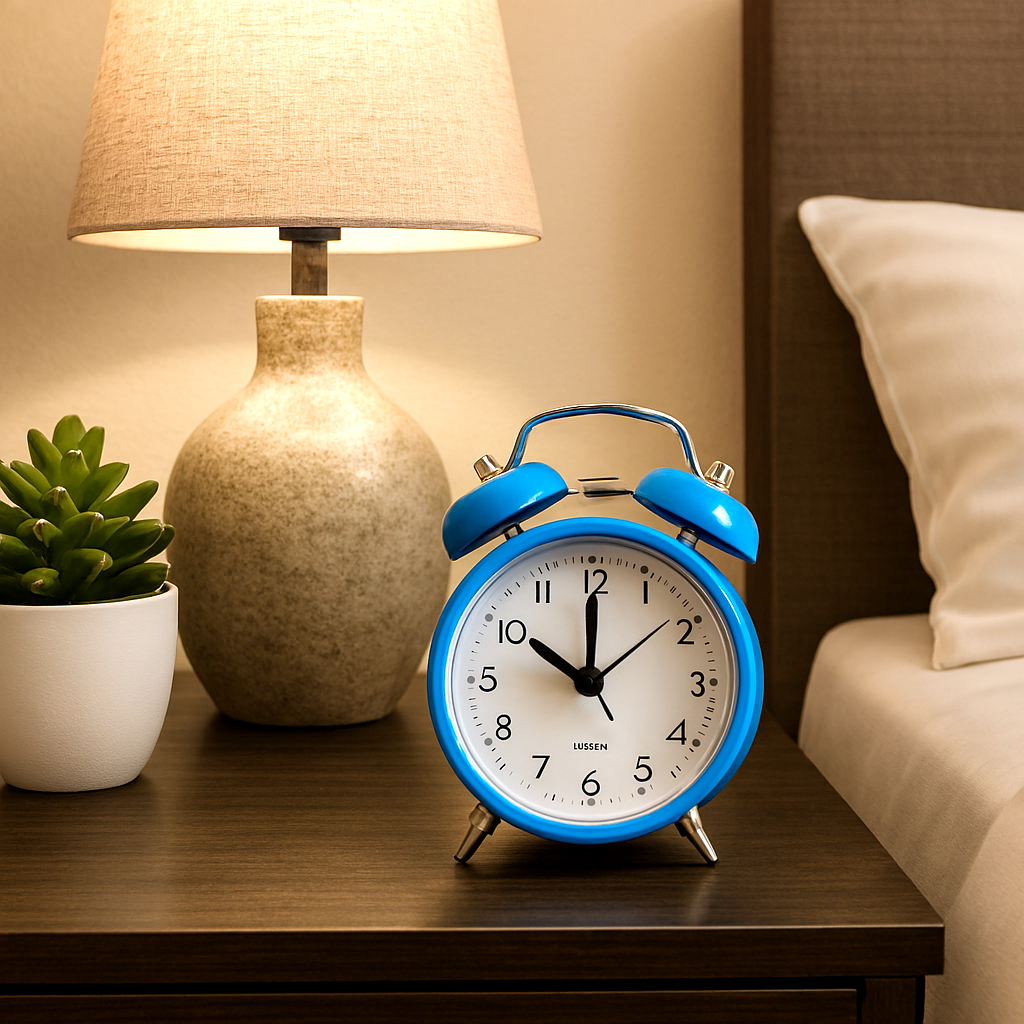 Blue Metallic Vintage Mechanical Alarm Clock with Loud Alarm