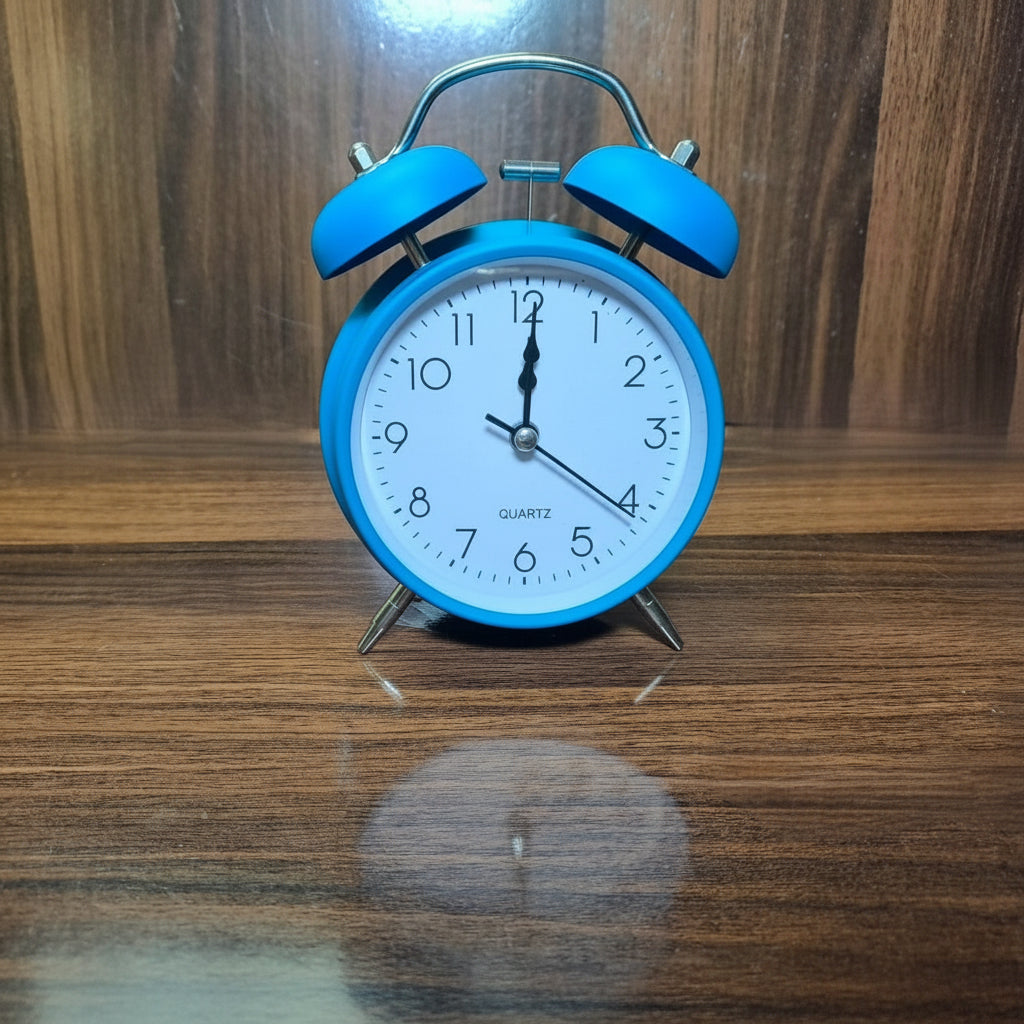 Blue Metallic Vintage Mechanical Alarm Clock with Loud Alarm