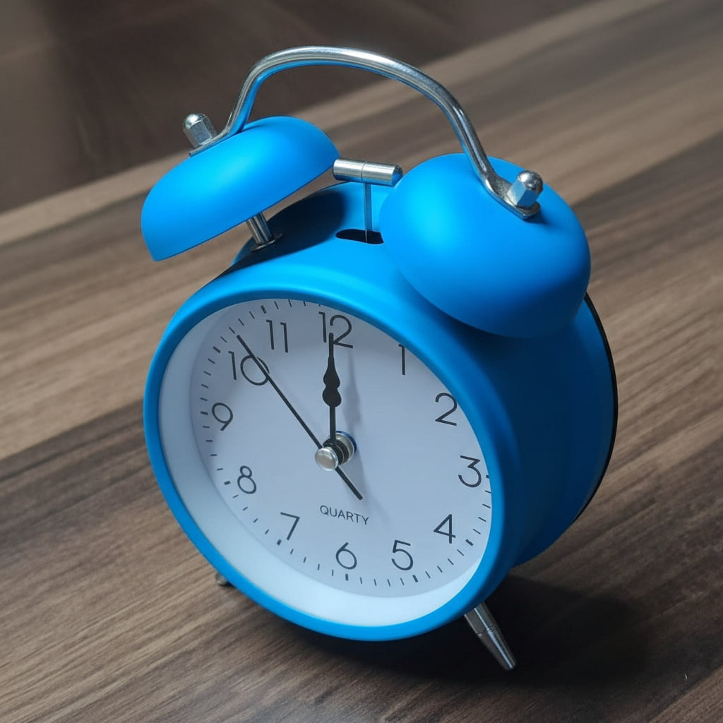 Blue Metallic Vintage Mechanical Alarm Clock with Loud Alarm