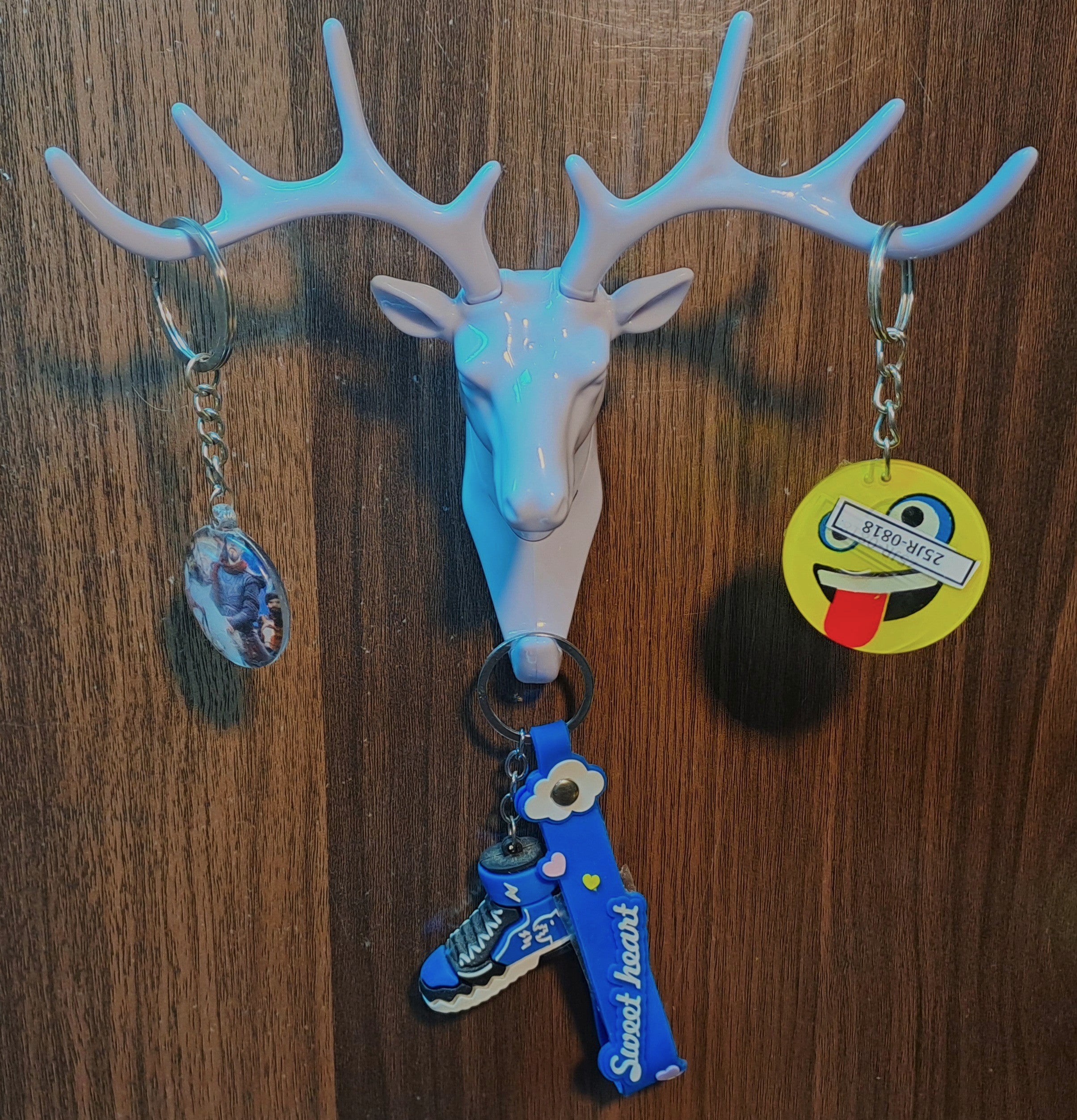 Wall Mounted Vintage Deer Head Antlers for 7 Keys