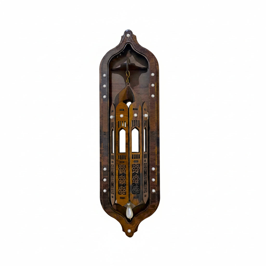 Dark Brown Wooden Wall Décor Hanging LED Lamp (01 Piece)