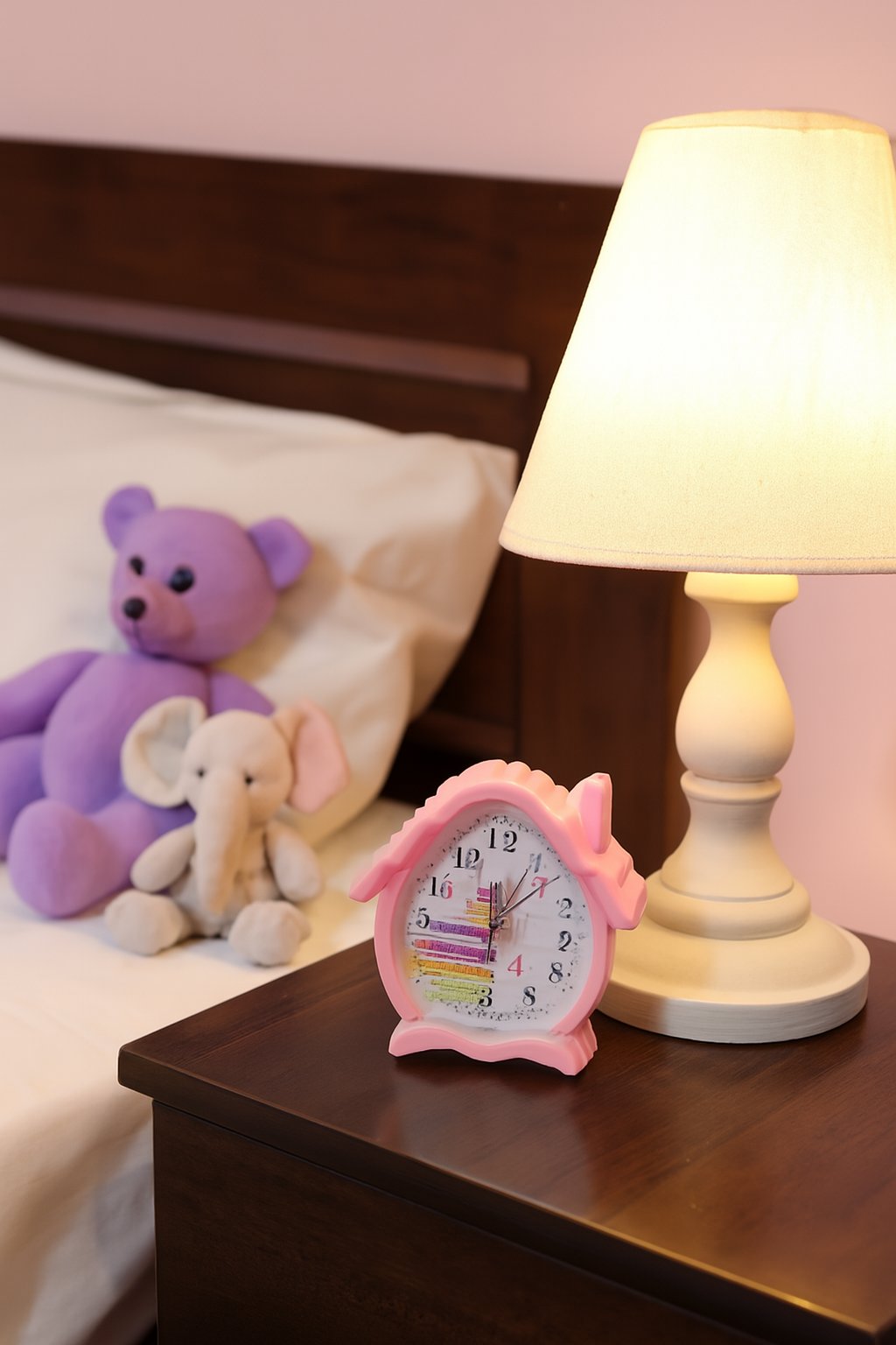 Pink Cottage shape Alarm Clock with Loud Alarm