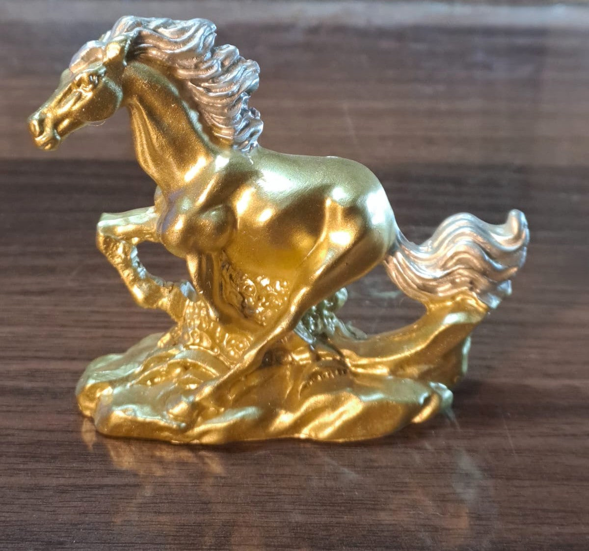 Golden Mini Horse Statue (Style-A) for home décor or use as Paper Weight for Office