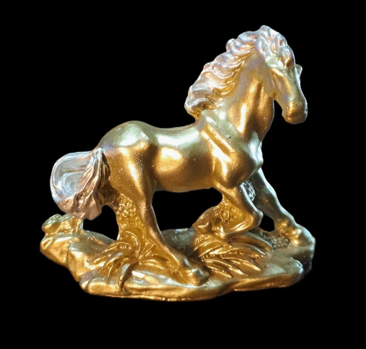 Golden Mini Horse Statue (Style-B) for home décor or use as Paper Weight in Office