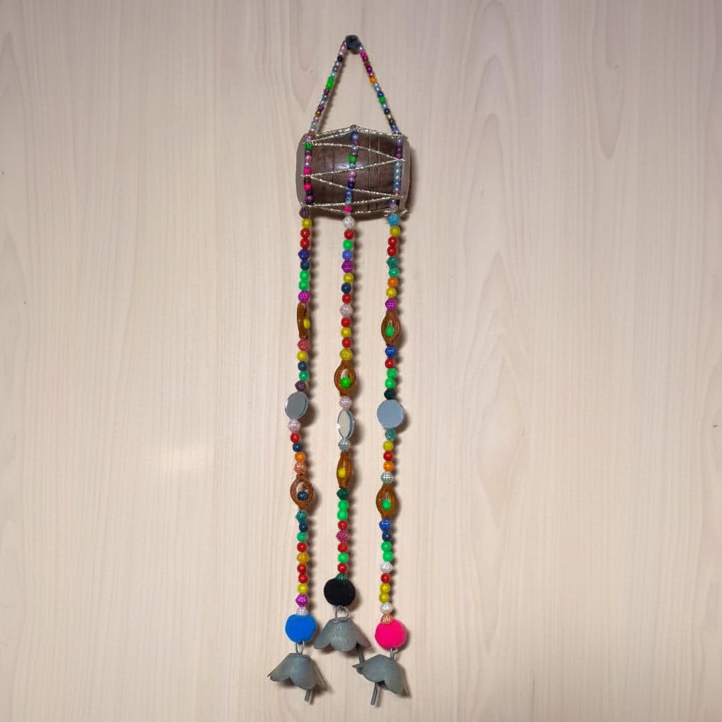 Handmade Traditional Wall Hanging - Drum with Beaded Strings