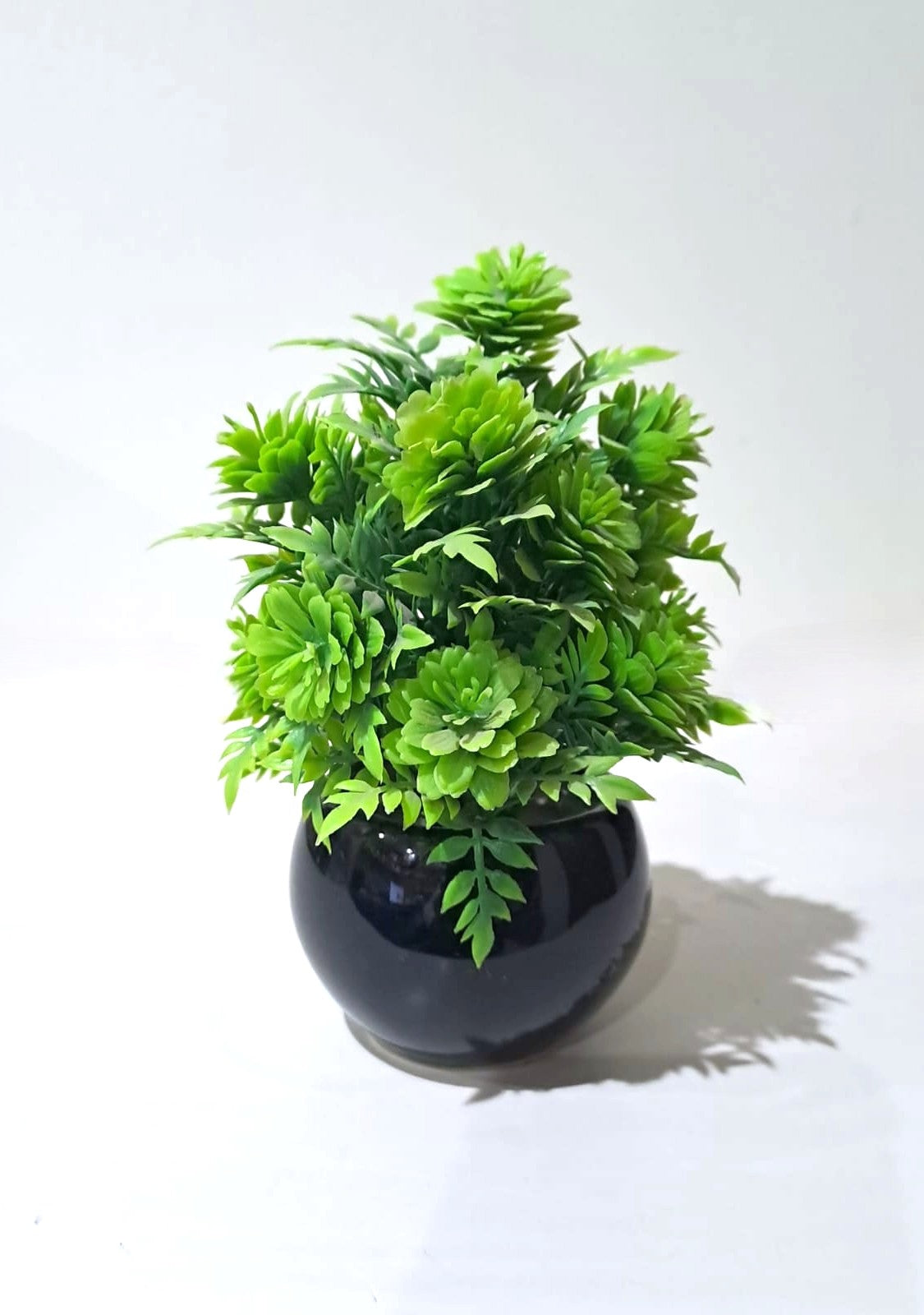 Black Ceramics Pot with artificial Plant