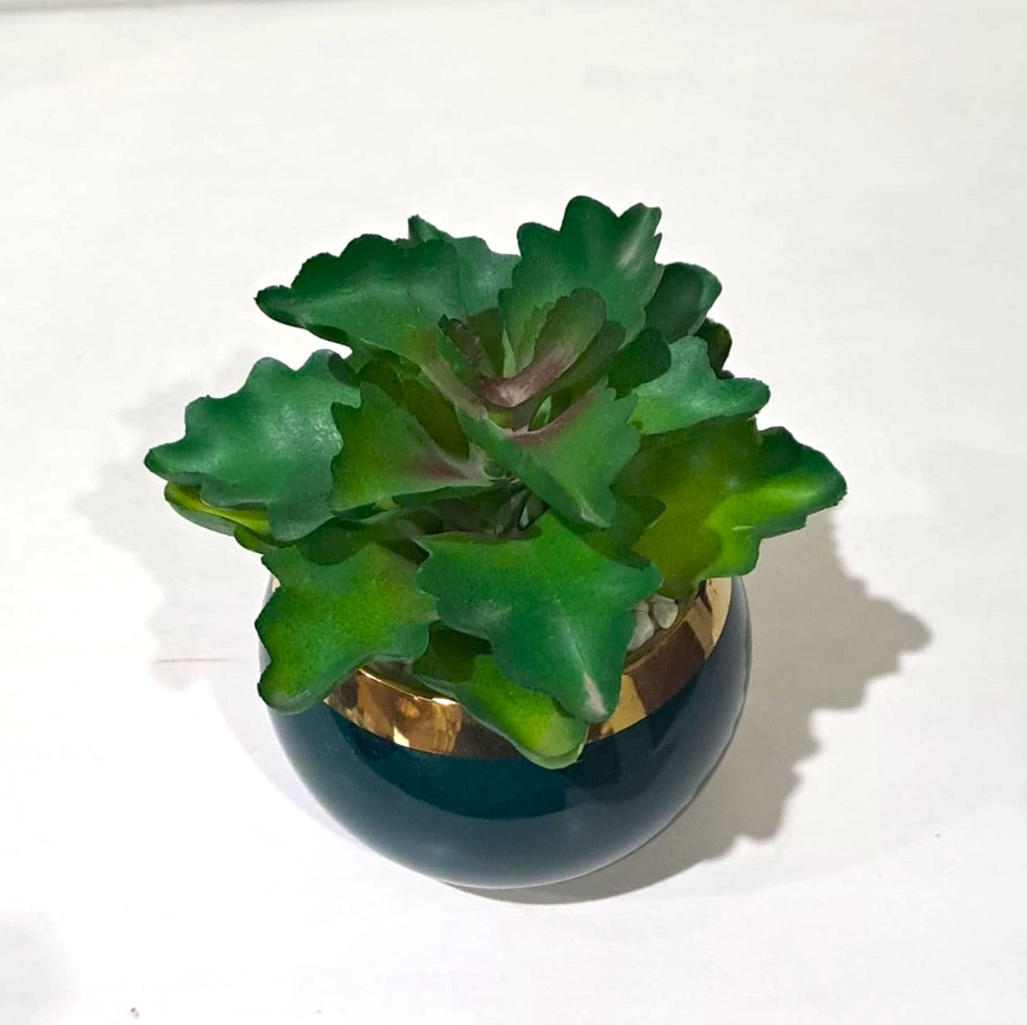 Green Ceramics Pot with artificial Succulent Plant
