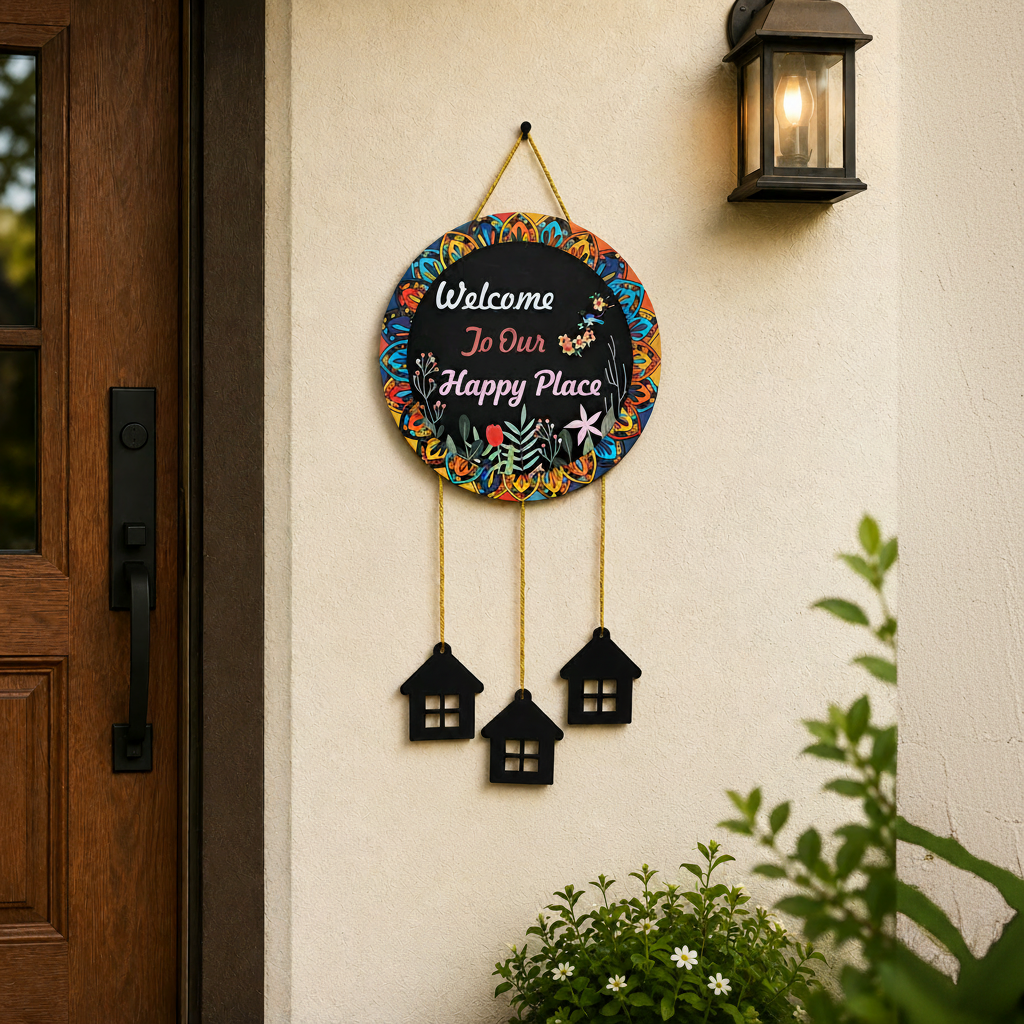 A circular mandala design Wall hanging with Slogan "Welcome to Our Sweet Home"