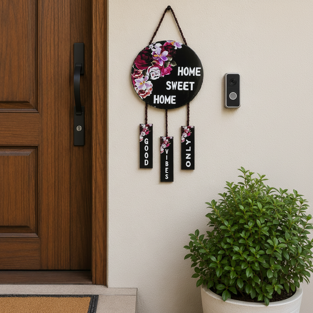 A circular mandala design Wall hanging with Slogan "Home Sweet Home"