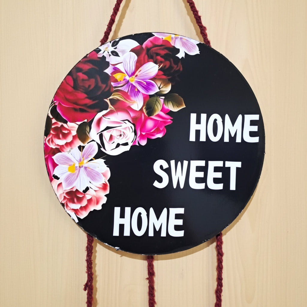 A circular mandala design Wall hanging with Slogan "Home Sweet Home"