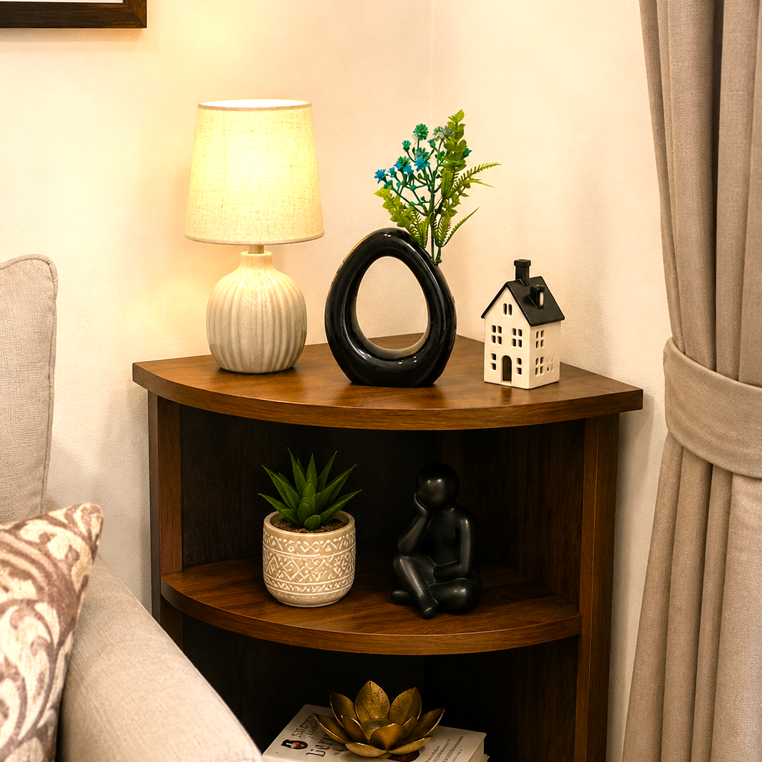 Black Donut Shaped Ceramics Vase with Artificial Turquoise Gypsophila Plant